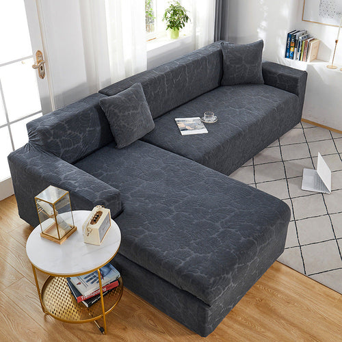 Housse de Canapé d'Angle - Gris avec Motifs
