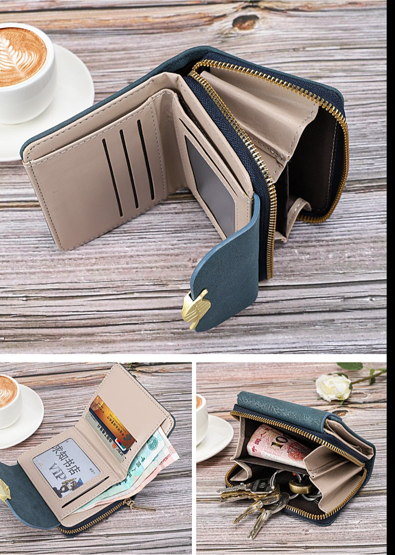 Petit portefeuille femme élégant feuille