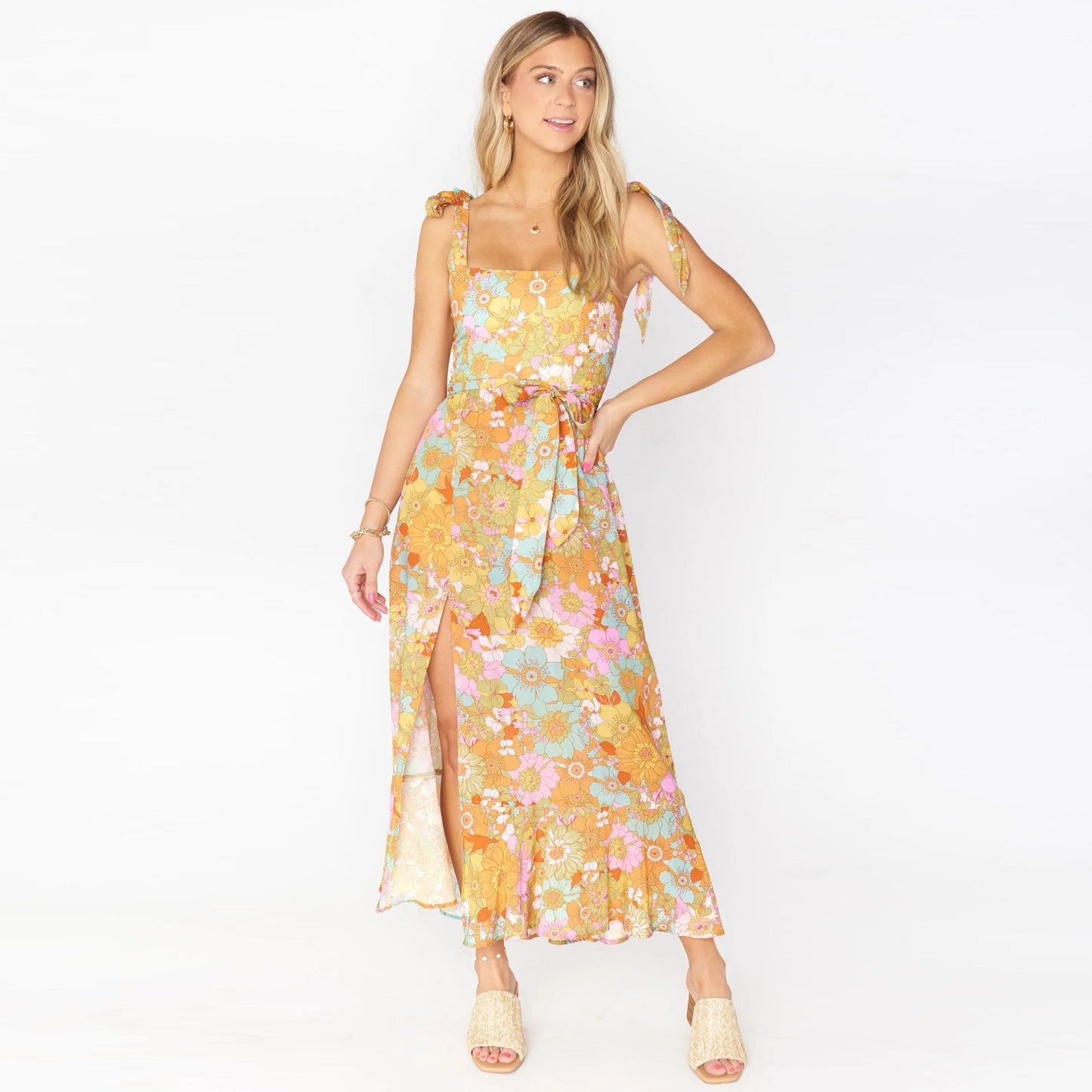 Robe longue fleurie hippie
