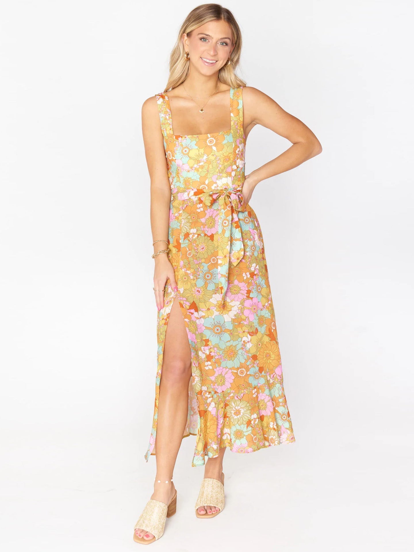 Robe longue fleurie hippie