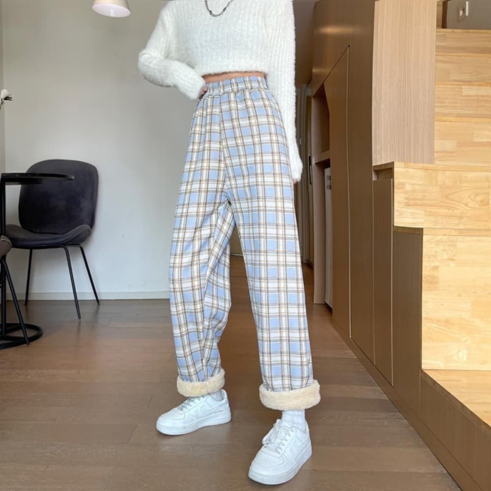 Pantalon pilou à carreaux style américain