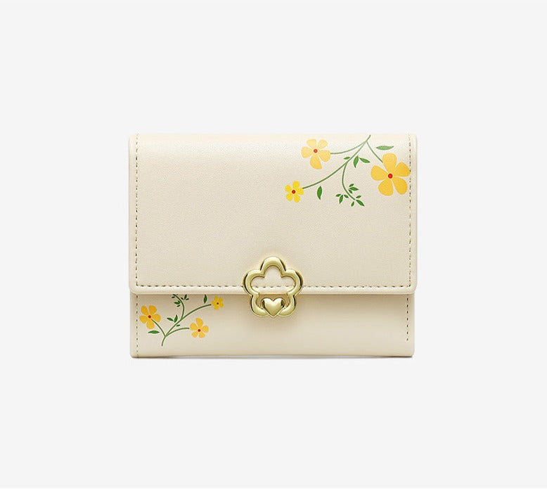 Petit portefeuille fleuri femme