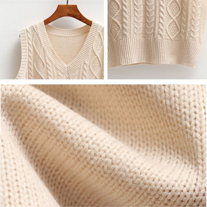 Pull sans manches torsadé