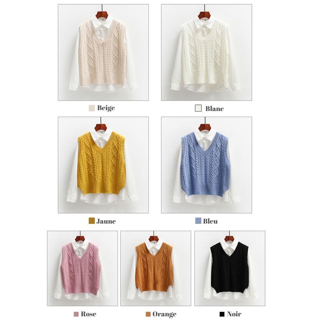 Pull sans manches torsadé