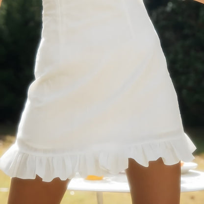 Robe blanche courte à bretelles Lou