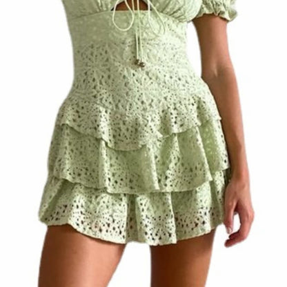 Robe boheme verte dentelle Capucine