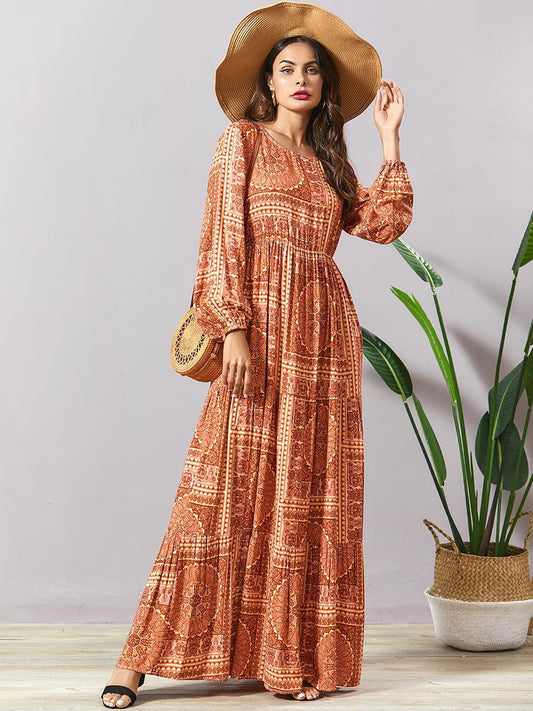 Robe hippie chic à manches longues