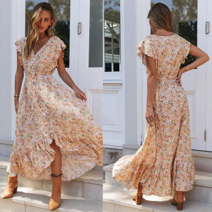 Robe longue fleurie printanière