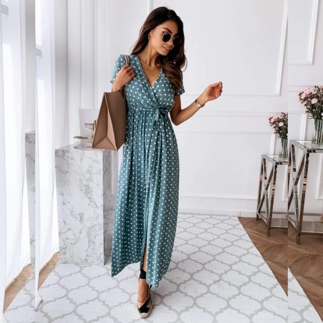 Robe portefeuille à pois