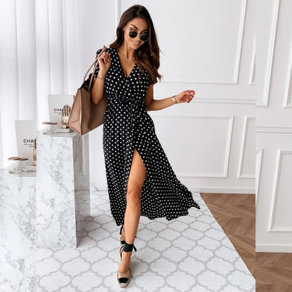 Robe portefeuille à pois