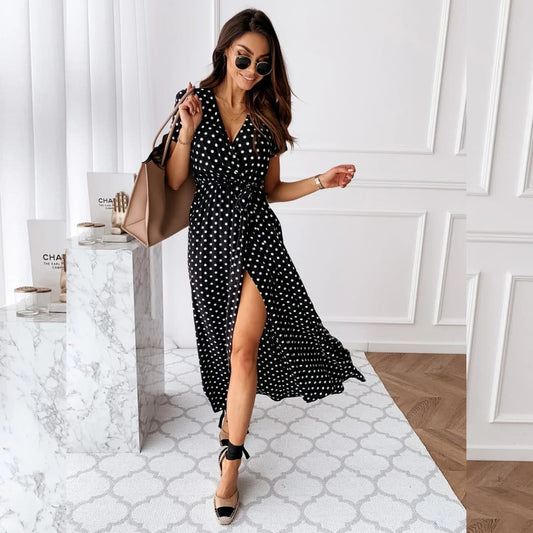 Robe portefeuille à pois