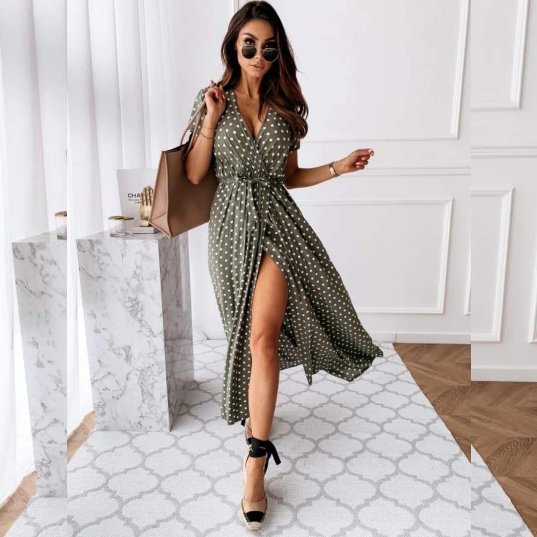 Robe portefeuille à pois