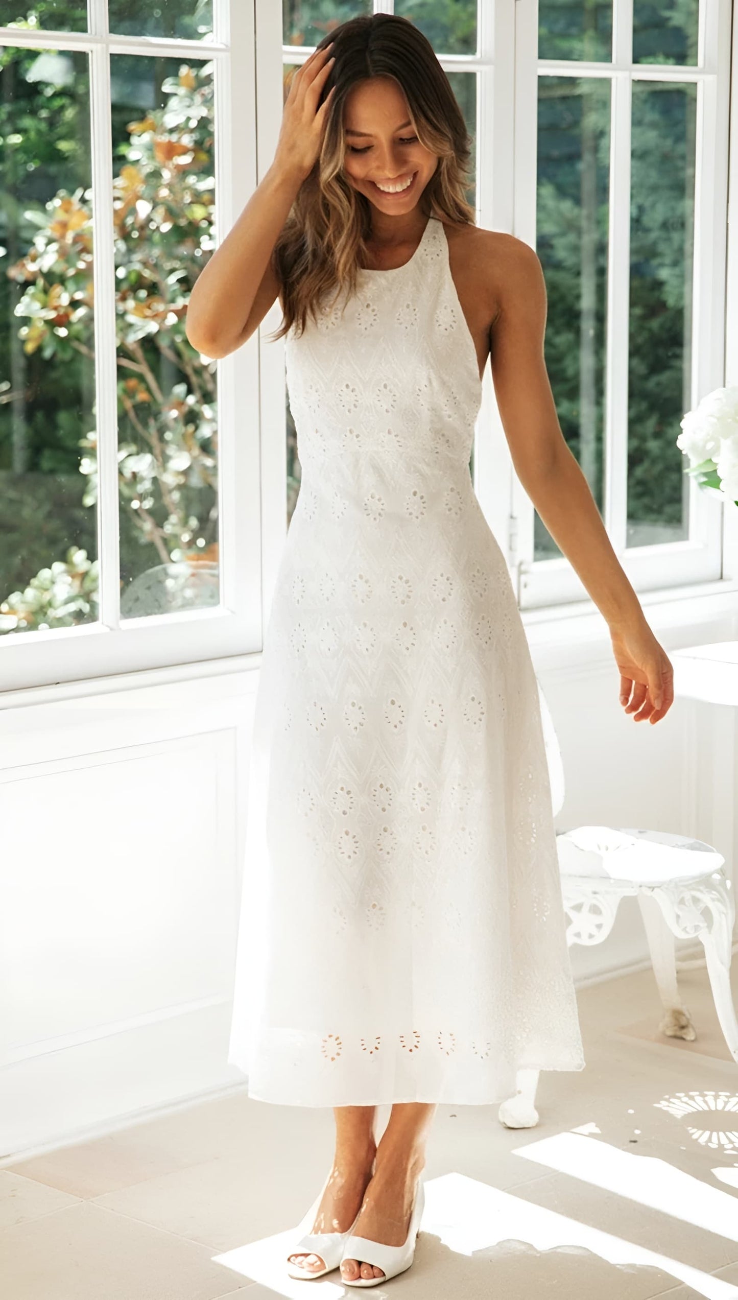 Robe longue blanche hippie