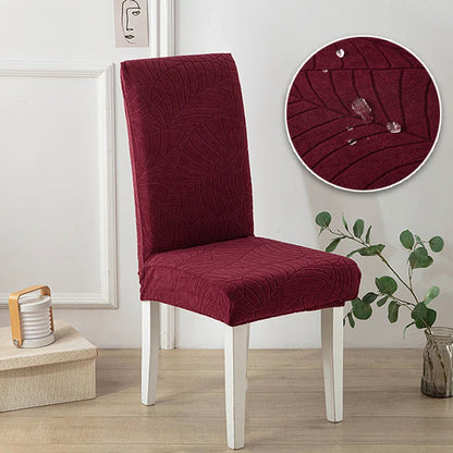 Housse Chaise Extensible - Jacquard - Motif Feuilles