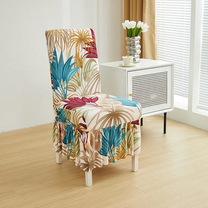 Housse Chaise Salle à Manger - Avec Jupe - Motif Imprimée