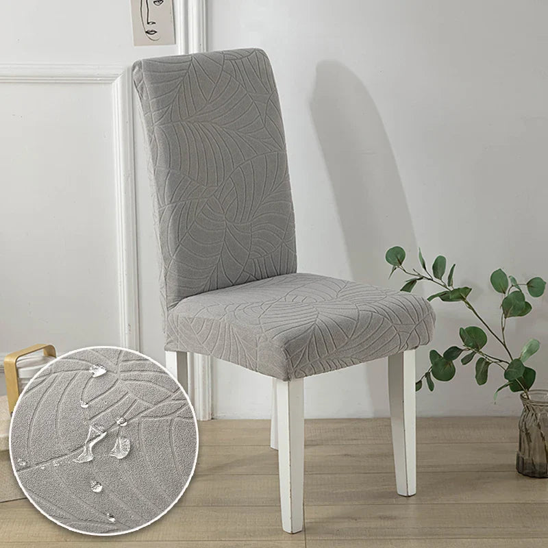 Housse Chaise Extensible - Jacquard - Motif Feuilles