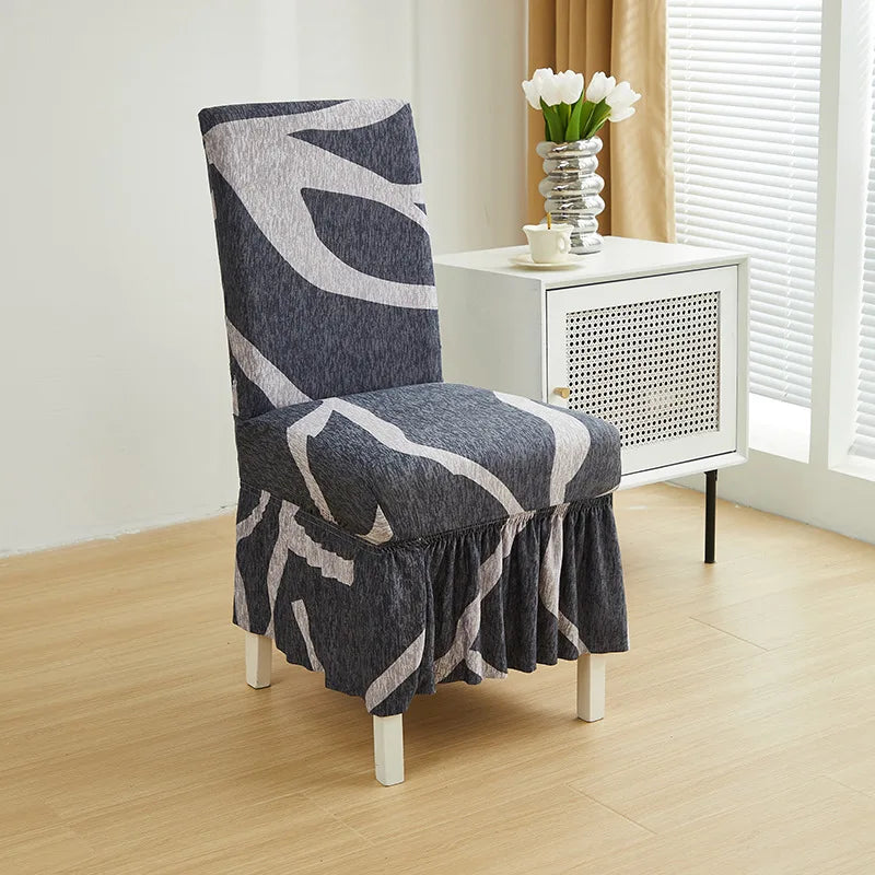 Housse Chaise Salle à Manger - Avec Jupe - Motif Imprimée