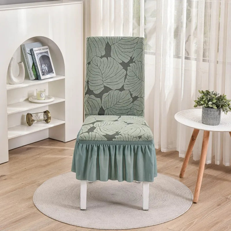 Housse Chaise - Avec Jupe - Motif Imprimée et Couleur Unie