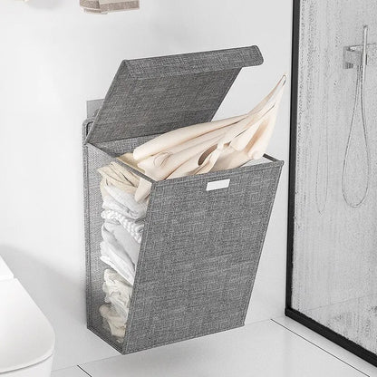 Panier À Linge en Lin - Mural Pliable, Sans Perçage