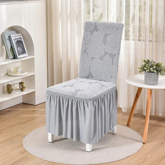 Housse Chaise - Avec Jupe - Motif Imprimée et Couleur Unie
