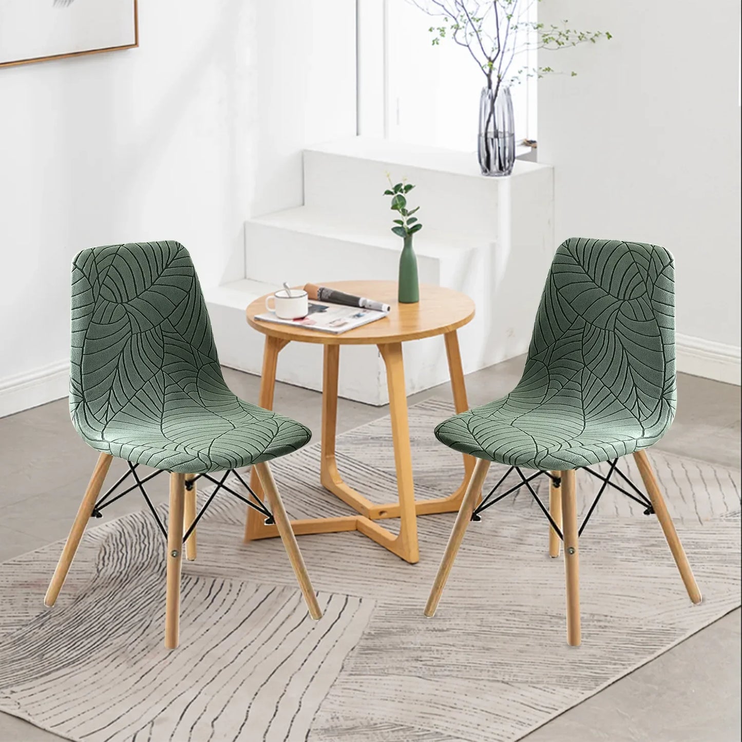 Housse de Chaise Scandinave - Motifs Feuilles