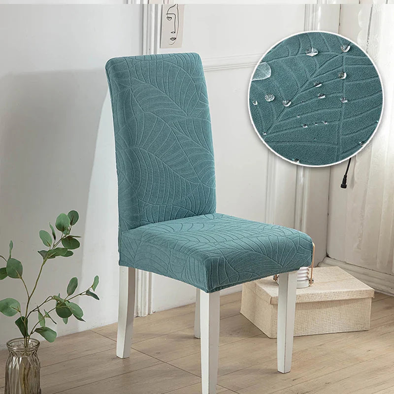 Housse Chaise Extensible - Jacquard - Motif Feuilles