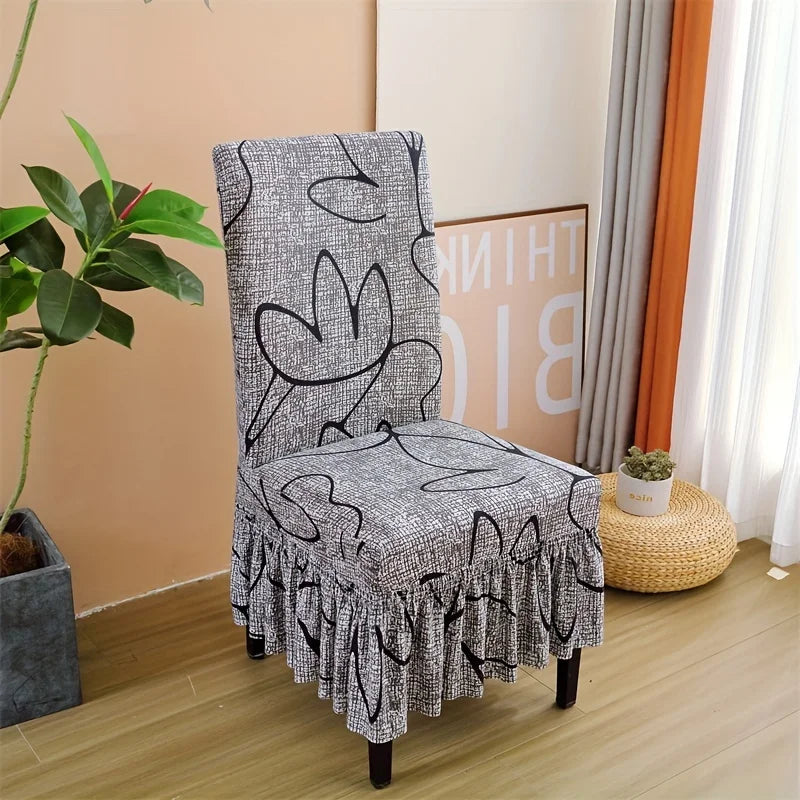 Housse De Chaise Motifs Imprimée Avec Jupe
