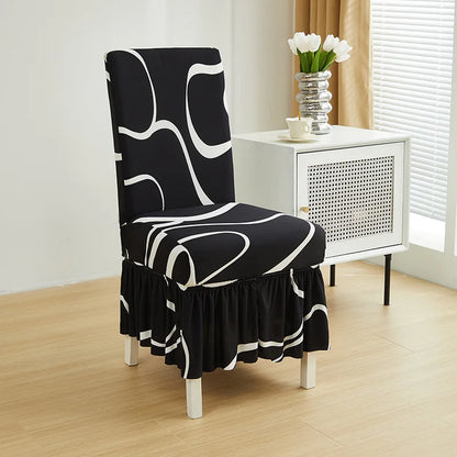 Housse Chaise Salle à Manger - Avec Jupe - Motif Imprimée
