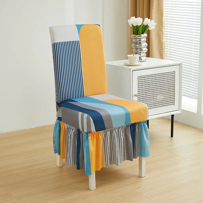 Housse Chaise Salle à Manger - Avec Jupe - Motif Imprimée