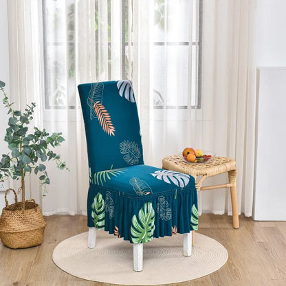 Housse Chaise Salle à Manger - Avec Jupe - Motif Imprimée