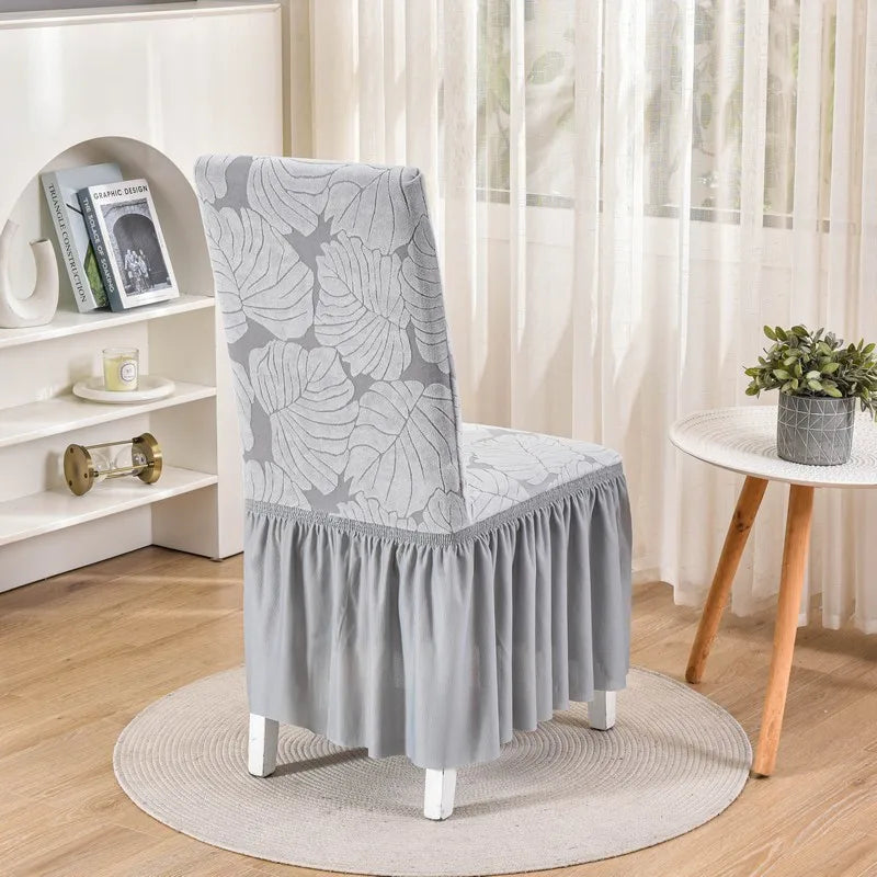 Housse Chaise - Avec Jupe - Motif Imprimée et Couleur Unie