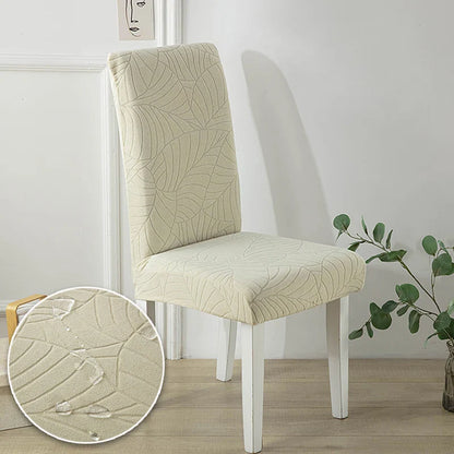 Housse Chaise Extensible - Jacquard - Motif Feuilles