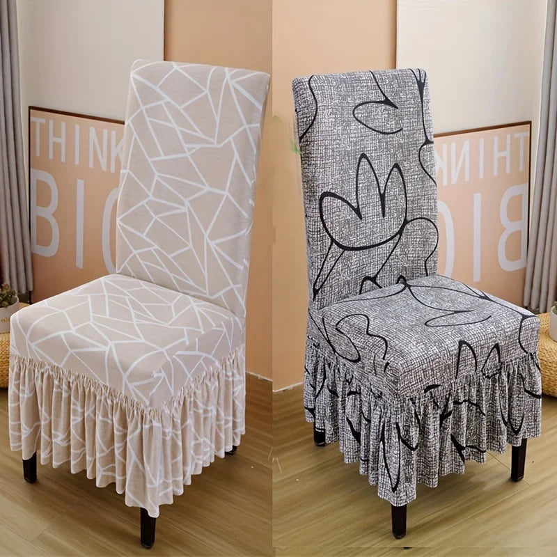 Housse De Chaise Motifs Imprimée Avec Jupe