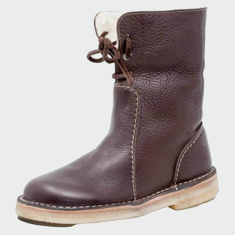 Bottes pour hommes en cuir imperméable avec doublure en laine