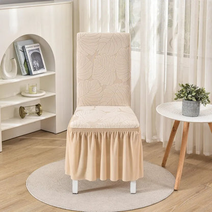 Housse Chaise - Avec Jupe - Motif Imprimée et Couleur Unie