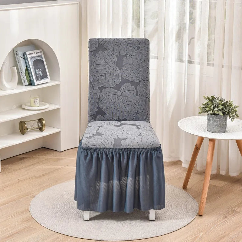 Housse Chaise - Avec Jupe - Motif Imprimée et Couleur Unie