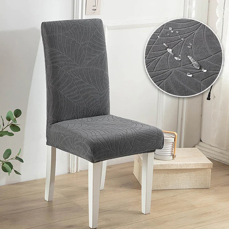 Housse Chaise Extensible - Jacquard - Motif Feuilles