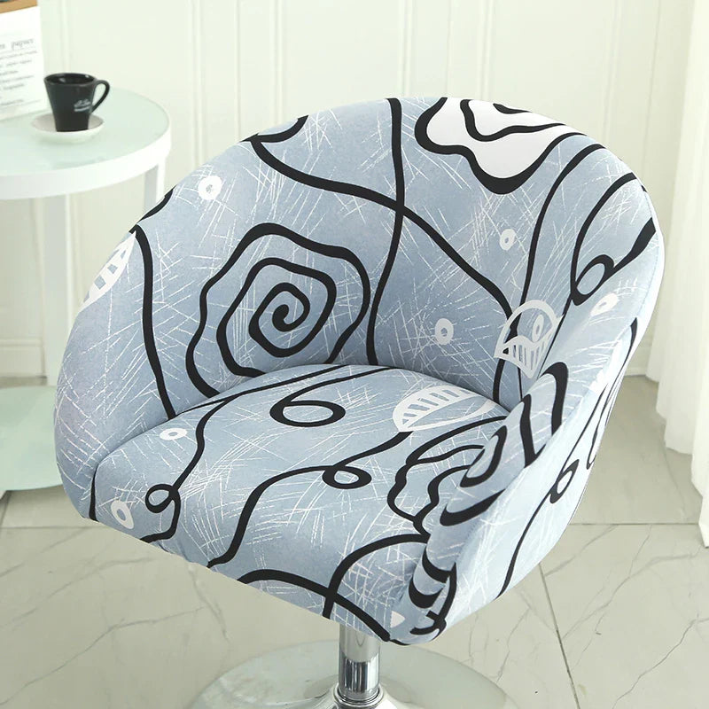 Housse Chaise Bar - Avec Motifs - Dossier Arrondi