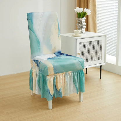 Housse Chaise Salle à Manger - Avec Jupe - Motif Imprimée