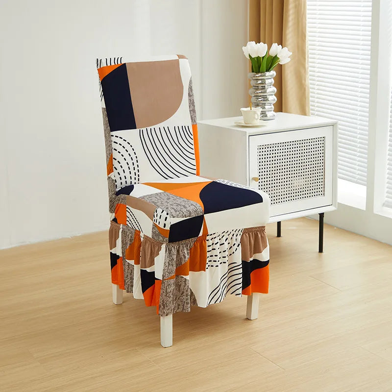 Housse Chaise Salle à Manger - Avec Jupe - Motif Imprimée