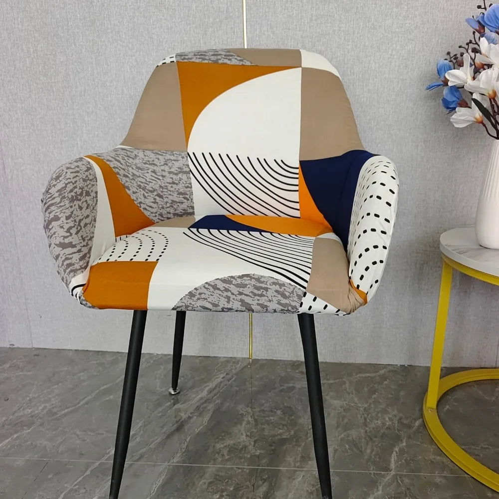 Housse Chaise Scandinave avec Accoudoirs - Avec Motifs