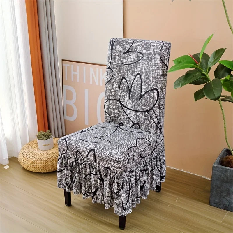 Housse De Chaise Motifs Imprimée Avec Jupe