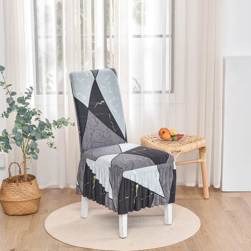 Housse Chaise Salle à Manger - Avec Jupe - Motif Imprimée