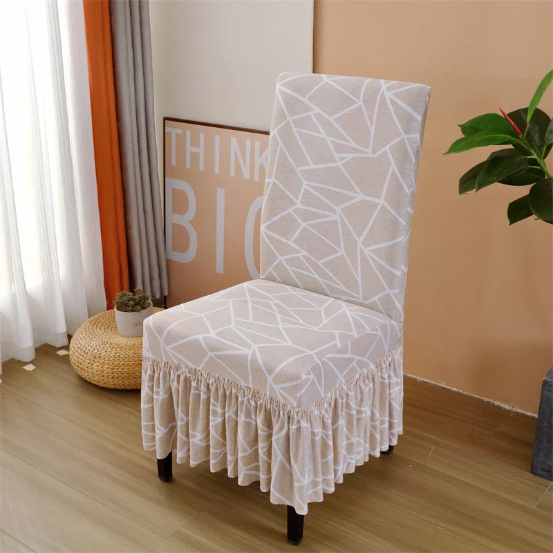Housse De Chaise Motifs Imprimée Avec Jupe
