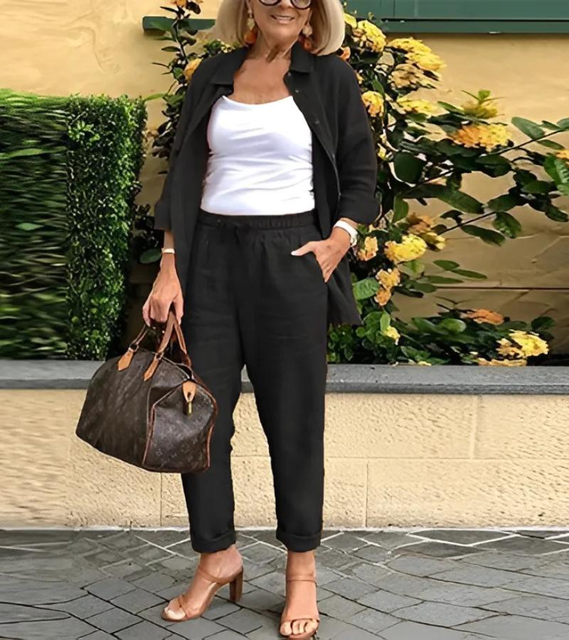 MARTINA | Ensemble chemise et pantalon en lin-coton