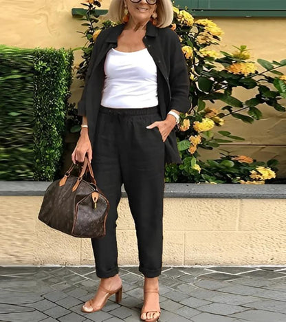 MARTINA | Ensemble chemise et pantalon en lin-coton