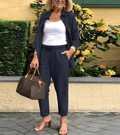 MARTINA | Ensemble chemise et pantalon en lin-coton