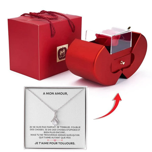 Collier avec coffret rose éternelle - À mon amour