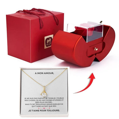 Collier avec coffret rose éternelle - À mon amour
