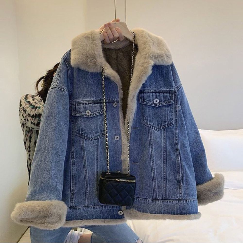 Veste en jean fourrure